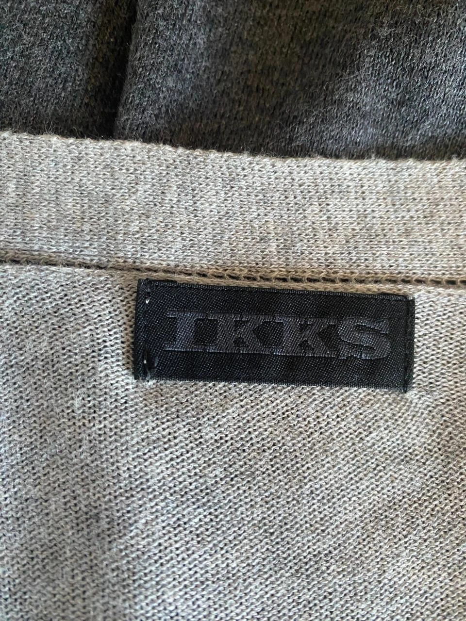 Lang grijs gemêleerd & zwart IKKS vest maat 40 – katoen, kasjmier, chique casual stijl – photo 7